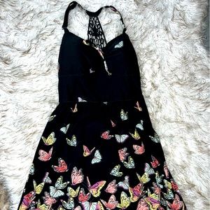 Youth Junior Teen girl Cute bohemian style black dress with butterfly’s. NWT